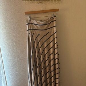 Striped Tan and Black Maxi Skirt